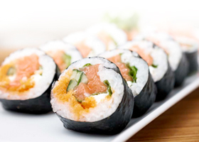 Assorted sushi and Japanese dishes at Kikoo